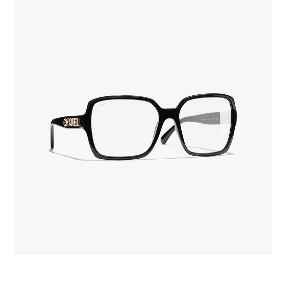 CHANEL Black and Gold Square Glasses